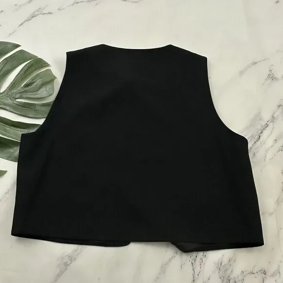 Carole Little Womens Vintage 90s Beaded Vest Size 14 Black Purple Floral Sequins - Picture 7 of 10